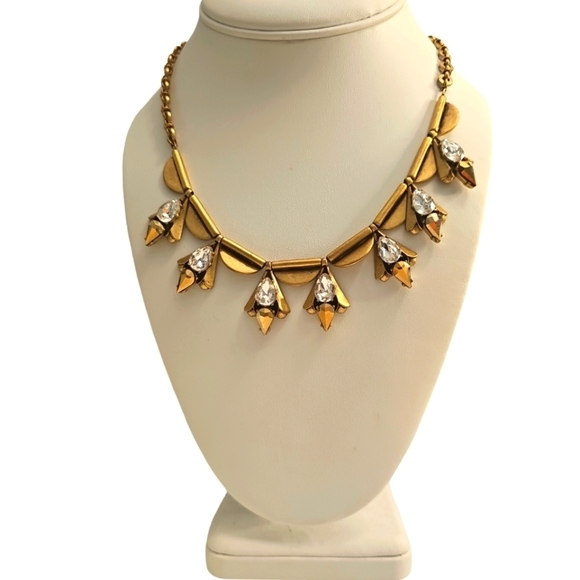 Vintage J CREW Gold, Diamond/Stone Statement Necklace - Picture 1 of 5